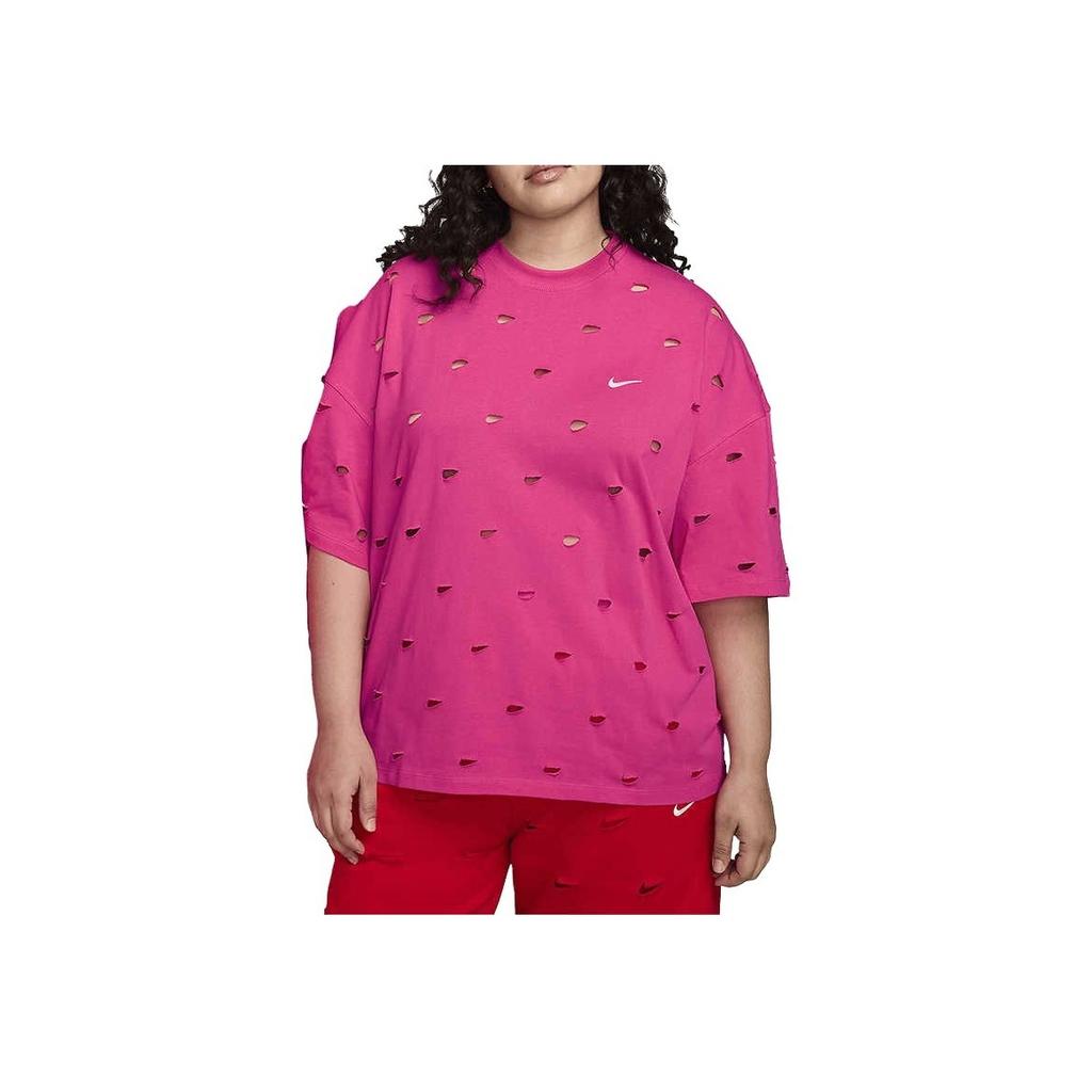Nike X Jacquemus Co-Branded Logo Round Neck Hollow-Out Casual Short Sleeve Drop Shoulder T-Shirt Unisex Tops Watermelon-Red FJ3478-653
