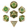 Cusdie Metal Frame+Glitter Candy Paper Dice Set Unique D4-D20 Polyhedral Dice for Pathfinder Tabletop Role Playing Board Games