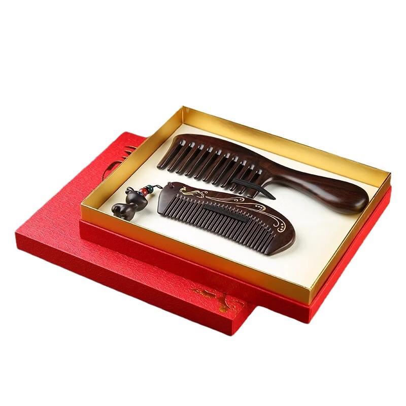 Black Ebony Wood Comb Gift Set