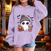 Kids Halloween Printed Hoodie, Loose Fit Casual Pullover for Boys Girls
