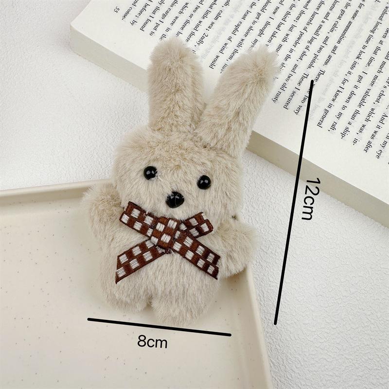 Broche Pingente Coelho de Pelúcia Longo-Orelhudo de Desenho Animado para Bolsas e Lenços
