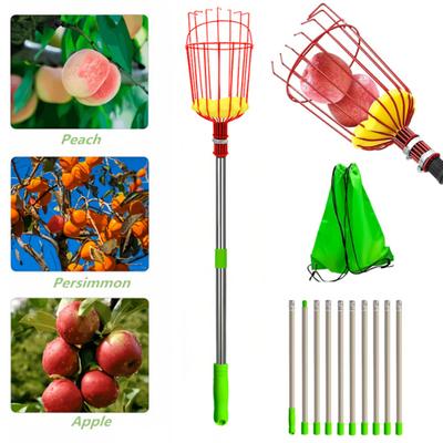 Fruit Picker Tool with Adjustable Long Pole Sponge Design Detachable Large Capacity Easy To Install Persimmon Bayberry Collection Tool