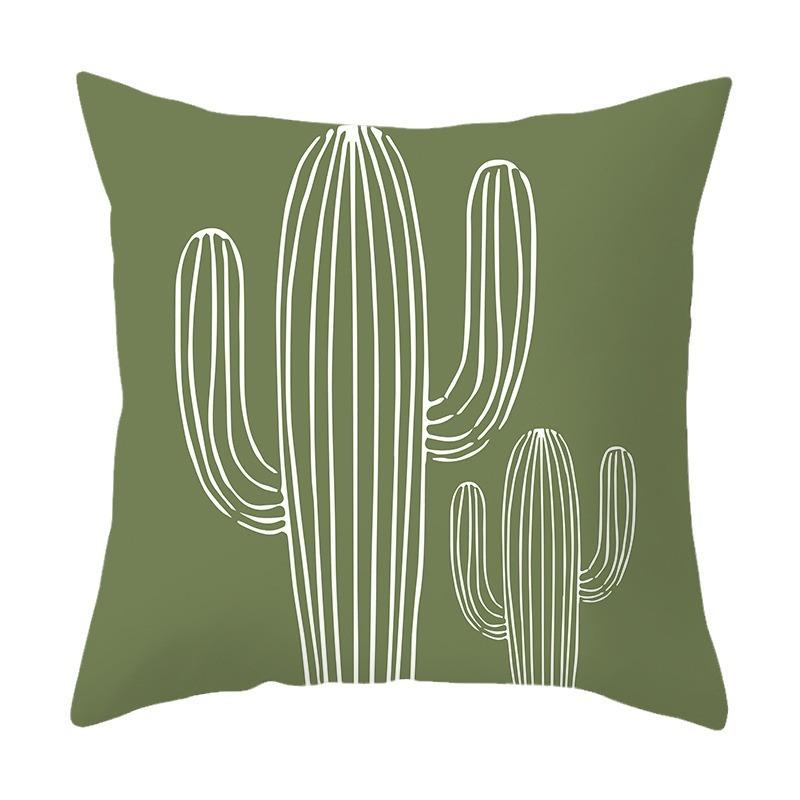 Nordic Abstract Green Geometric Pillowcase Flower Print Home Petal Velvet Pillow Cushion Cover