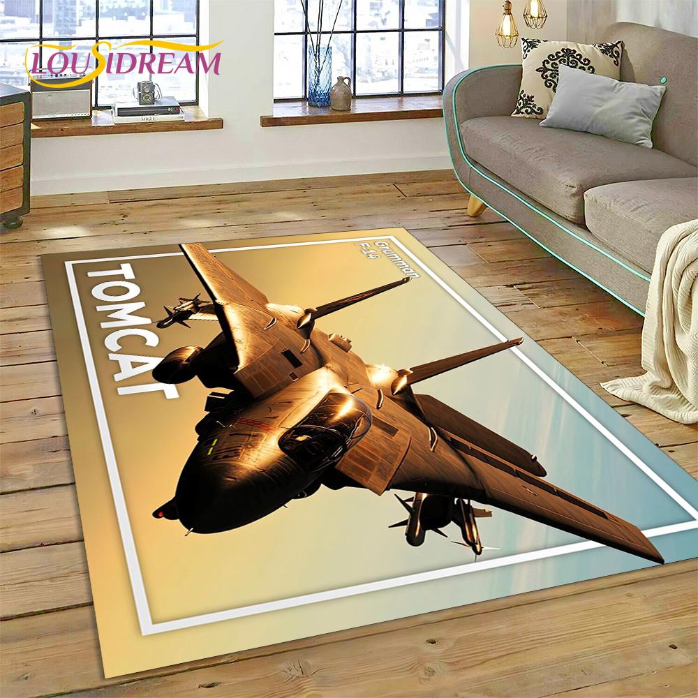 3D Flygvapnets Jaktplan Spitfire Flygplan Matta för Hem Vardagsrum Sovrum Soffa Dörrmatta Dekor, Barnområdesmatta Halkfri Matta