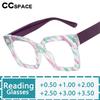 Colorful Square Large Size Reading Glasses Women Fashion Resin Optical Presbyopic Eyeglass Custom Diopter+50~+600 #304039