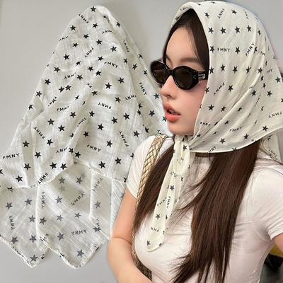 Punk Star Hair Scarf Spicy Girl Hip Hop Punk Bandana Turban Retro Large Square Shape Streetwear Fashion Women Silk Scarf New