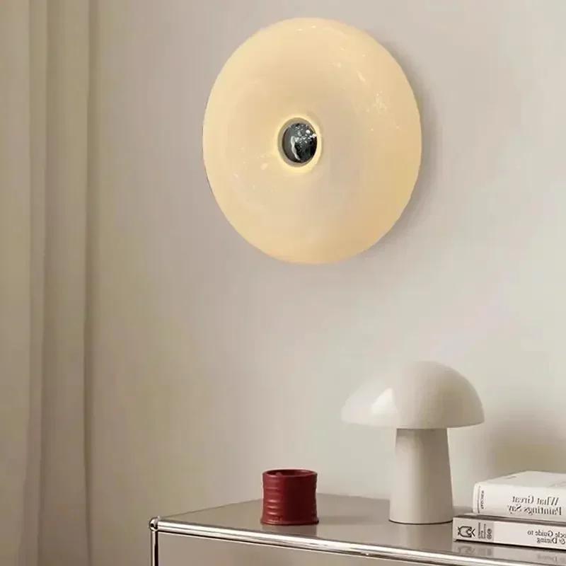 Nordic Glass Wall Sconce Modern White USB Plug Touch Decor Lamp For Bedroom Bedside Living Room Study Background Wall Fixtures