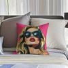 1Pc Pop Art Fashion Girl Print Throw Pillow Cover,Suitable For Sofa,Bedroom,Living Room,A Stylish Gift For Fashion Lovers