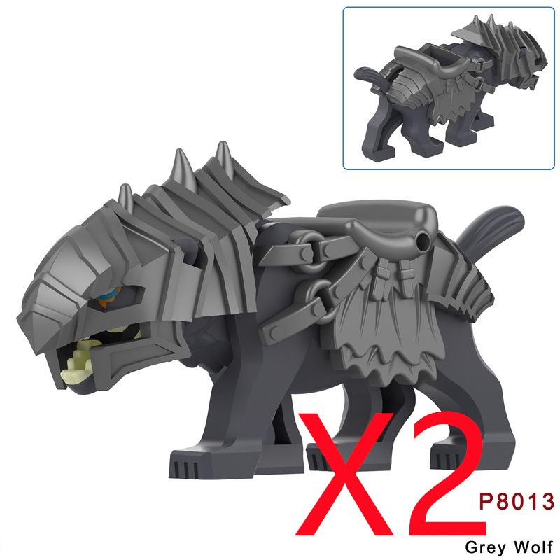 MOC Mediaeval Times Building Blocks Orc Mounts Wolf Flags Army Soldiers Character Accessories Bricks Animal Toys Gifts R064 DIY