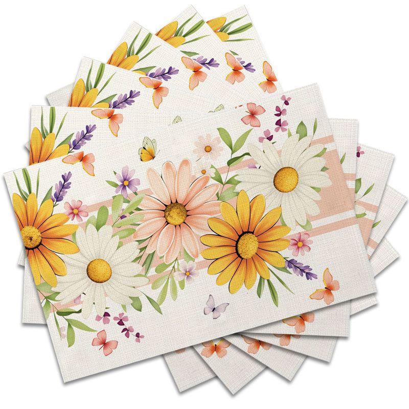 6Pcs, Small Daisy Placemats, the Best Placemats, Washable, Suitable for Holiday Parties, Home Decor, Kitchen Tables