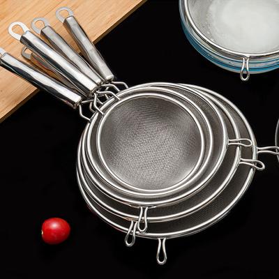 Stainless Steel Fine Mesh Strainer Colander Spoon with Hook Hot Pot Soy Juice Flour Sieve Filter Frying Scoop Kitchen Utensil