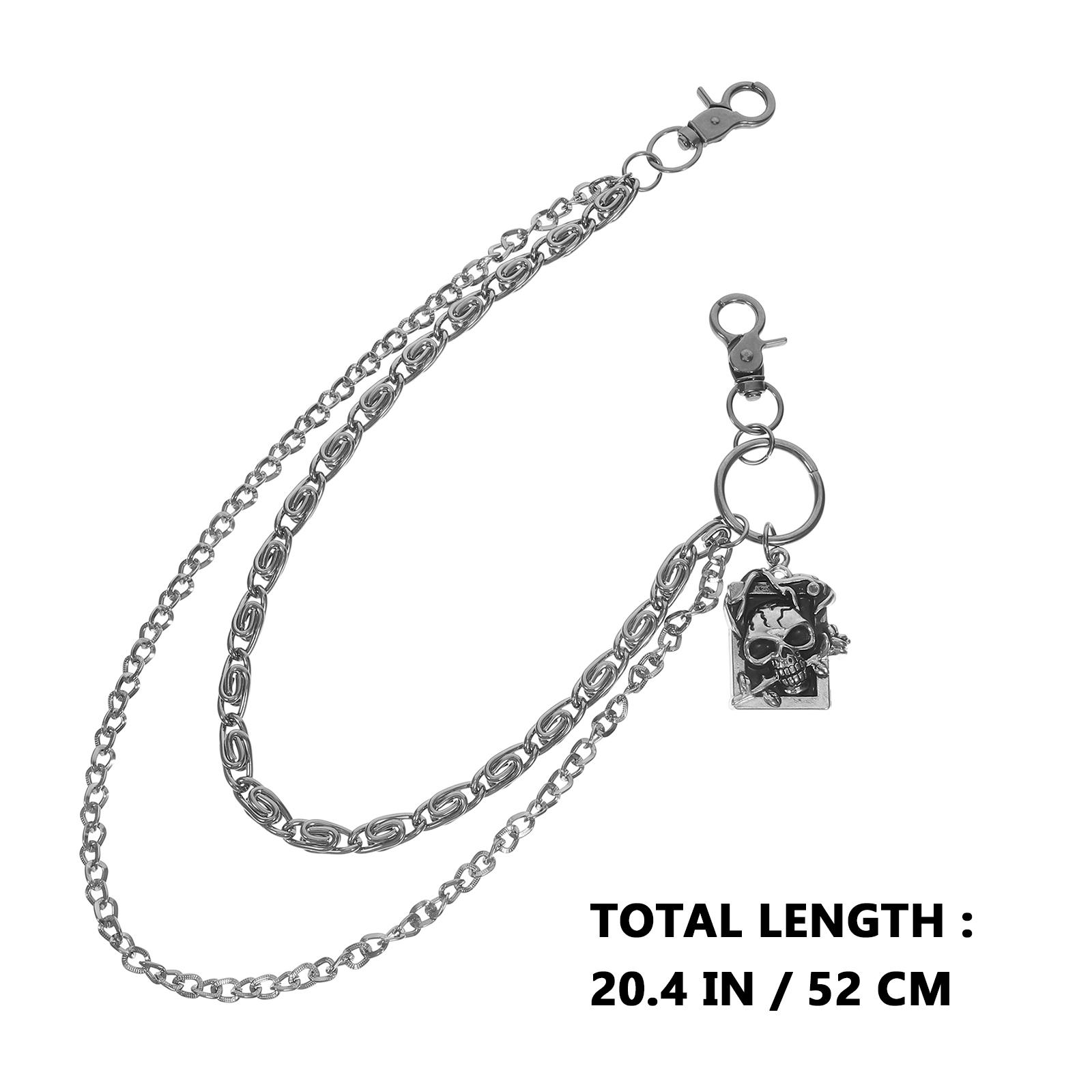 Двухслойная цепочка на талию с черепами для мужчин, панк, для брюк, джинсов, украшение, хип-хоп, байкерские аксессуары, винтажная металлическая цепочка для брюк