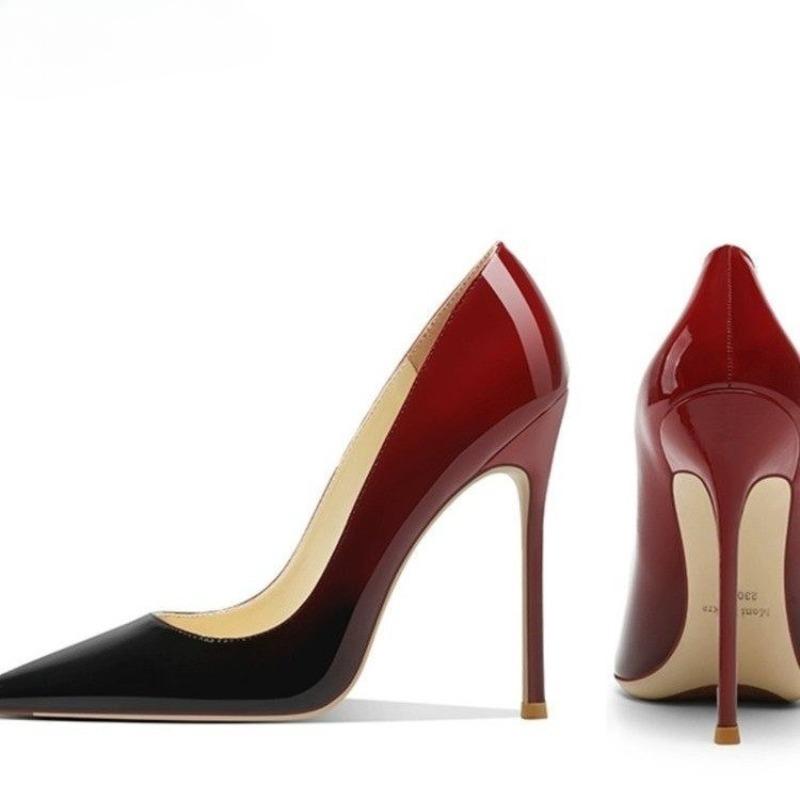 Mode Damen Schuhe mit schlankem Absatz Herbst Neu Spitzschuh Leichter Ausschnitt Farbverlauf Rutschfest Verschleißfest Hohe Absätze