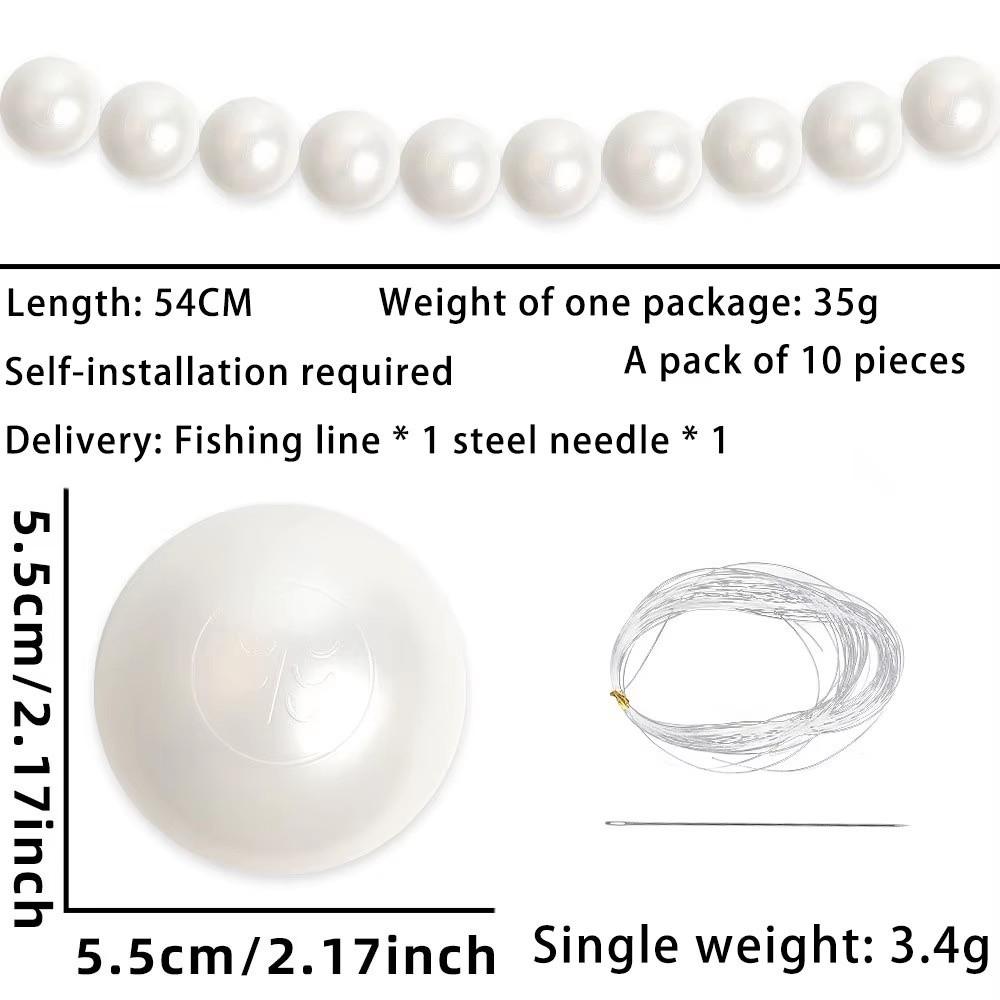 10pcs 5.5cm/8cm Faux Large Pearl Plastic White Ball Pendant Elegant Beaded Garland  Wedding Backdrop