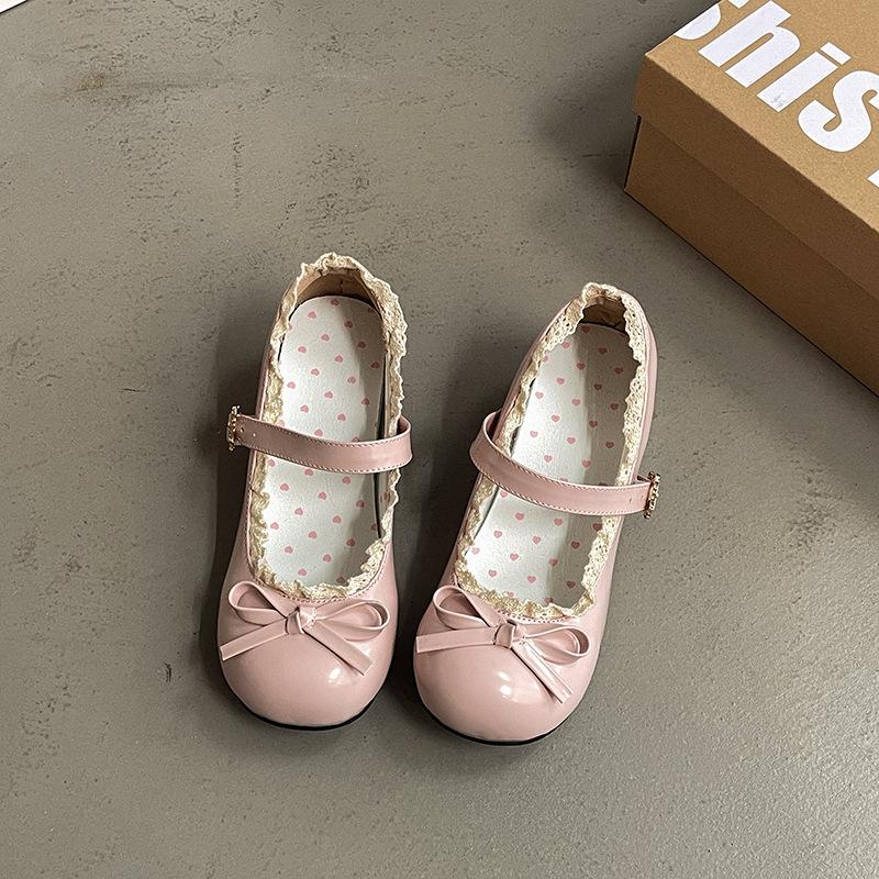 Round head heightening French versatile thick heel shallow mouth Mary Jane single shoes women's new spring and summer niche skirt small leather shoes
