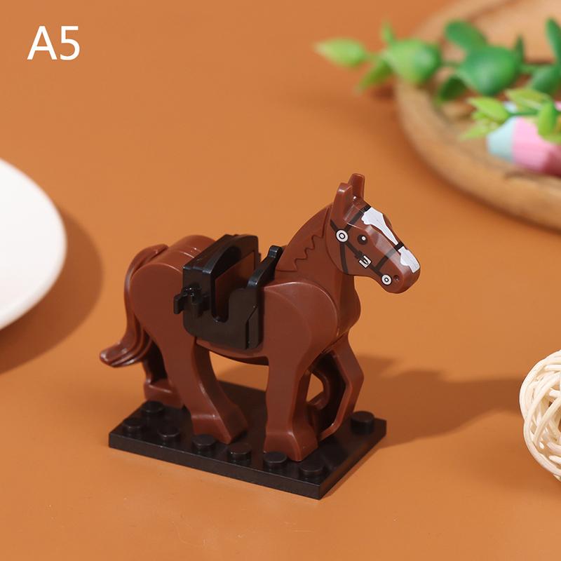 1pc Plastic Blocks Mini Blocks Action Figures War Medieval Knight Horse Wolf Saddle Bridle Toy Blocks For Children