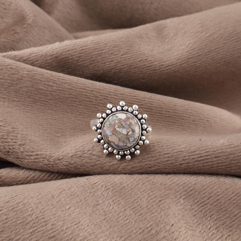 Ethiopian Copper Turquoise Ring , 925 Sterling Silver Jewelry, Gift For Women Handmade Ring Gemstone Jewelry