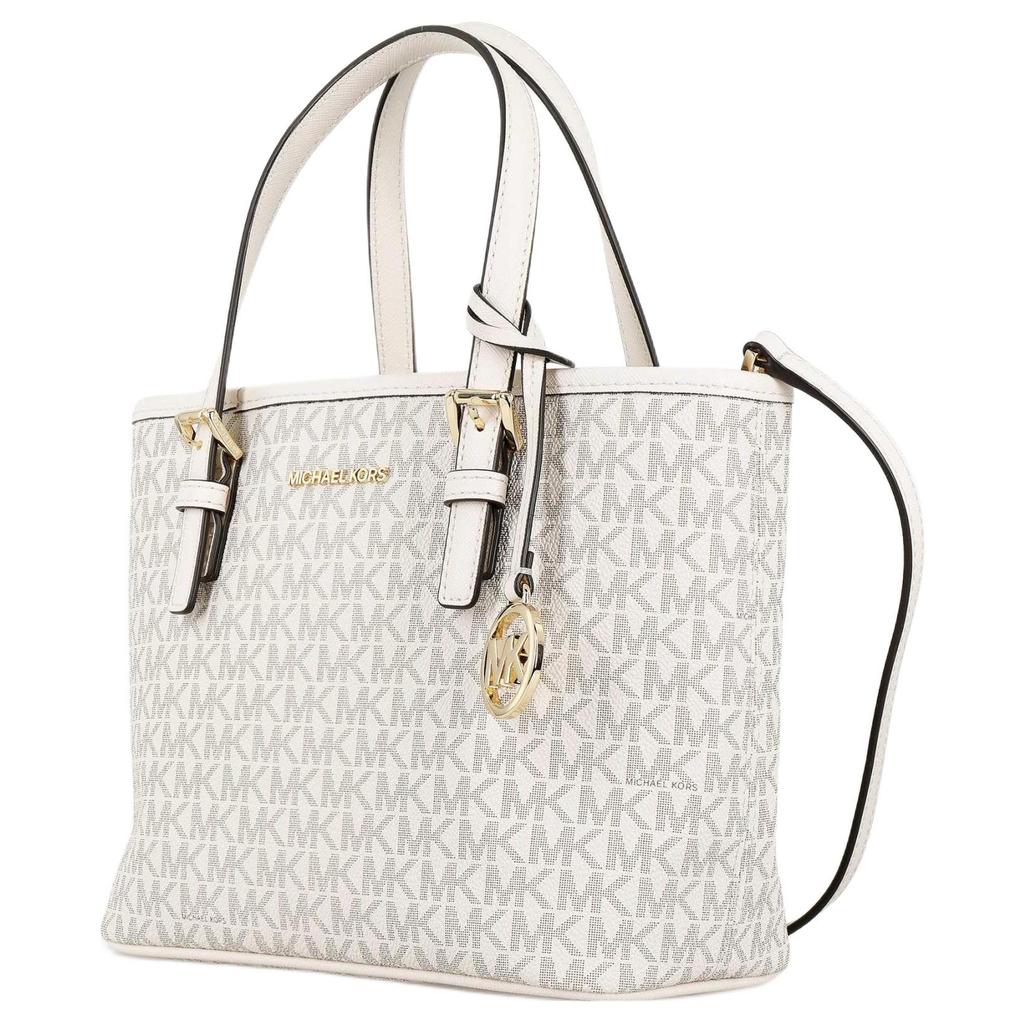 Michael Kors MK Jet Set Monogram Color Block Leather Tote Bag Women Tote Bags Cream-White 35T9GTVT0B-278