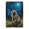 Vintage Raccoon Metal Wall Art Night Sky Tin Sign Home Decor