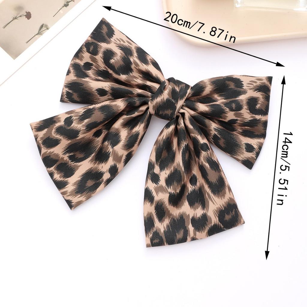 1/2PCS Fashion Boutique Cloth Leopard Bow Hairpin Spring Clip Barrettes Women  Hair Accessories