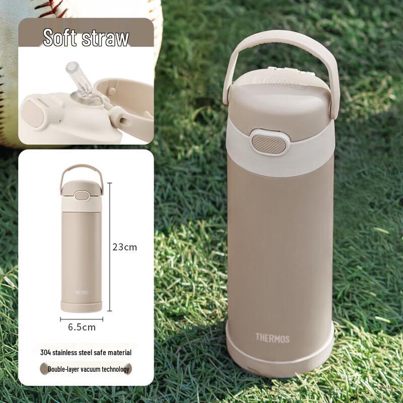 Thermos Large Capacity Portable Insulated Water Bottle with Straw and Handle