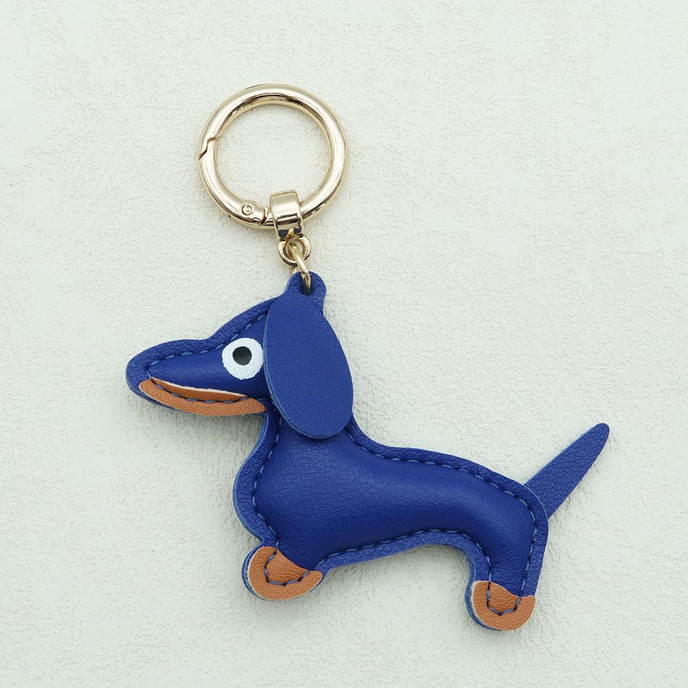 In-Stock Dachshund Cartoon Pendant Leather Dog Bag Charm Phone Case Accessory Creative Car Charm