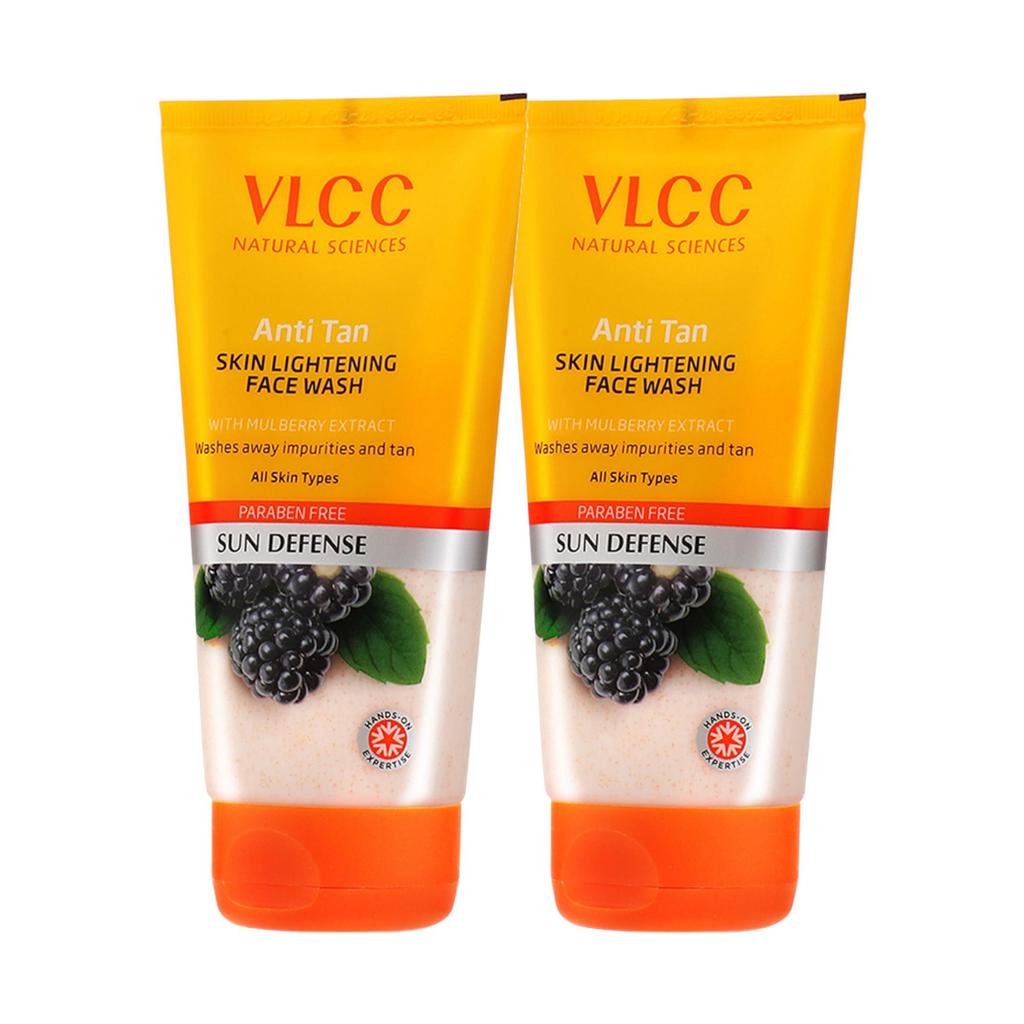 VLCC Anti Tan Skin Lightening Face Wash 150Ml X 2 Brightening Mulberry Orange Peel