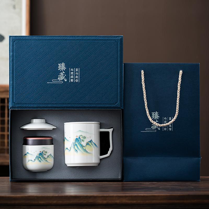 Ceramic office cup suet jade tea set drinking cup personal teacup filter gift business gift