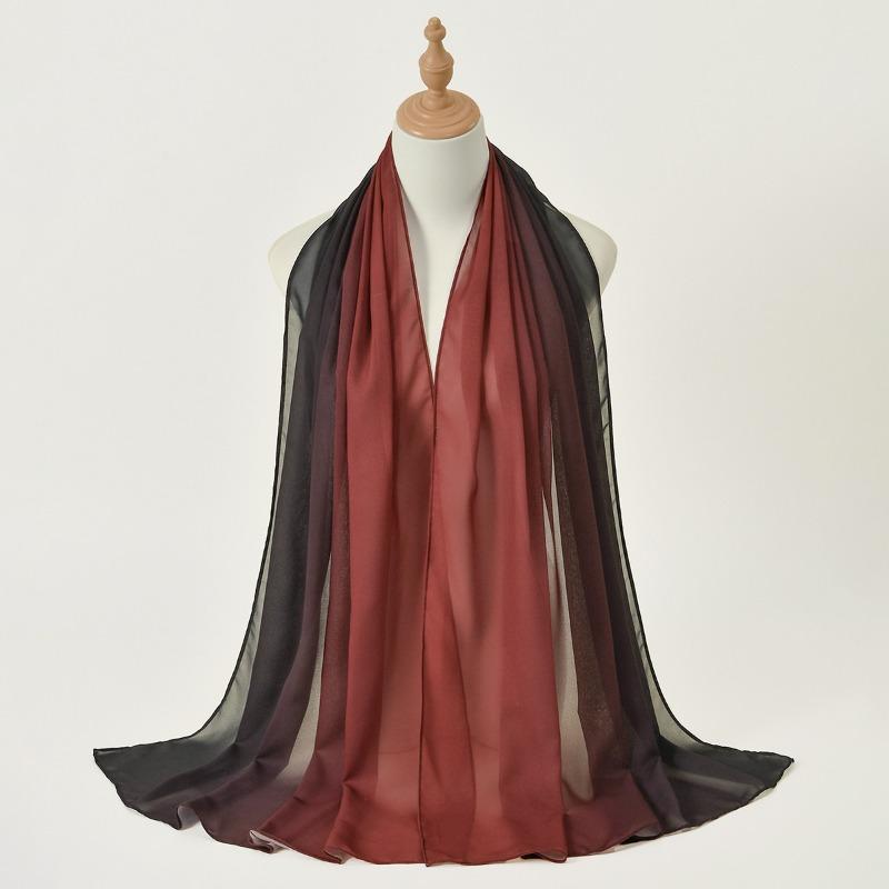 

Новый градиентный шарф из жемчужного шифона, длинный шарф, женская декоративная пряжа, этнический платок на голову 180CM