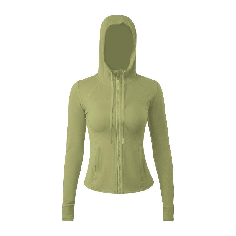 Damen Yoga Sportjacke mit Kapuze - Doppelseitig gebürstet, Hohe Elastizität, Slim Fit, Nude Feeling.