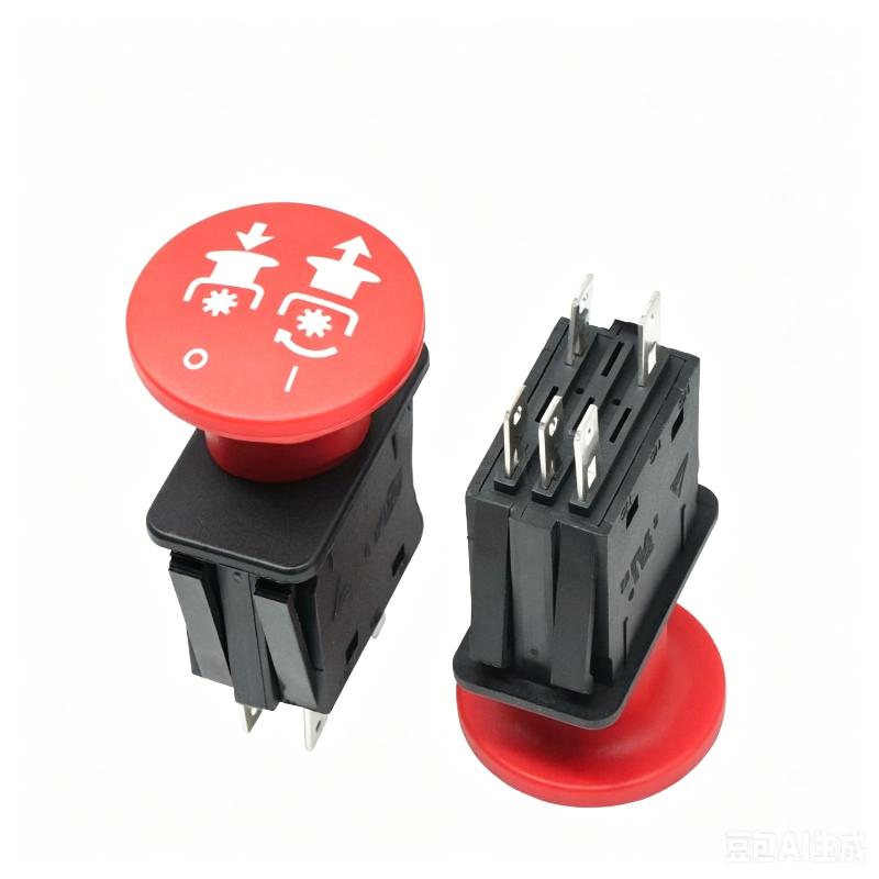Interrupteur à bouton-poussoir rouge Pto Coque durable résistante à la chaleur Courant nominal 10A 14Vcc Pour tondeuses à gazon tracteurs équipements agricoles