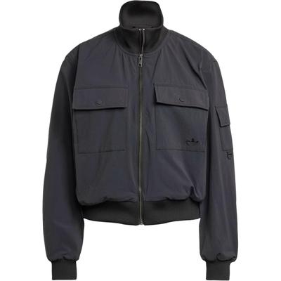Jachetă Originale cu Buzunare Multiple, Croială Largă, Guler Înalt, Fermoar, Mânecă Lungă, Femei, Gri JD4792