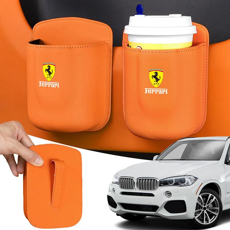 Car Door Water Cup Holder Back Seat Drink Rack Leather Storage Box Accessory For Ferrari GTO 812 Stradale Roma Spider SF90 F430 JW1