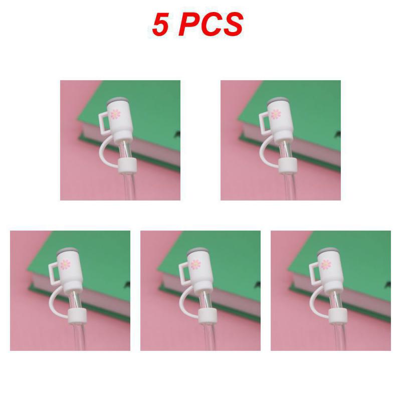 1/5PCS Fruit Simple Dust Straight Pipe Multiple Colors Available Household Straw Soft Rubber Safety