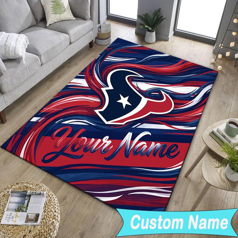 Custom NameHouston-Texans Artwork Carpet, Indoor Rug, Chair Rug, Living Rooms, Doormat Made From Polyester Home Decor Birthday Christmas Gifts