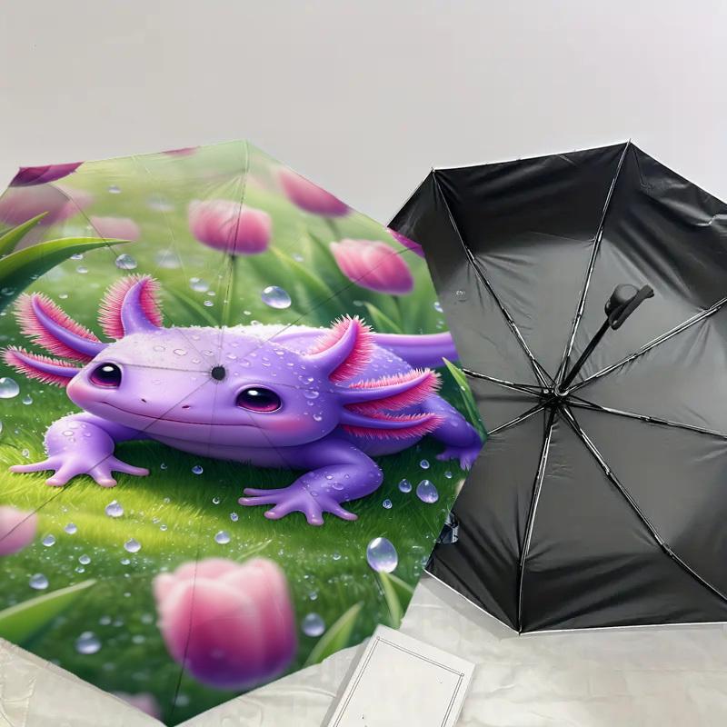 1PC Axolotl Umbrella-8-Rib Reinforced, Automatic Open, Lightweight & Durable, Fashion Accessory for Outdoor, J0376