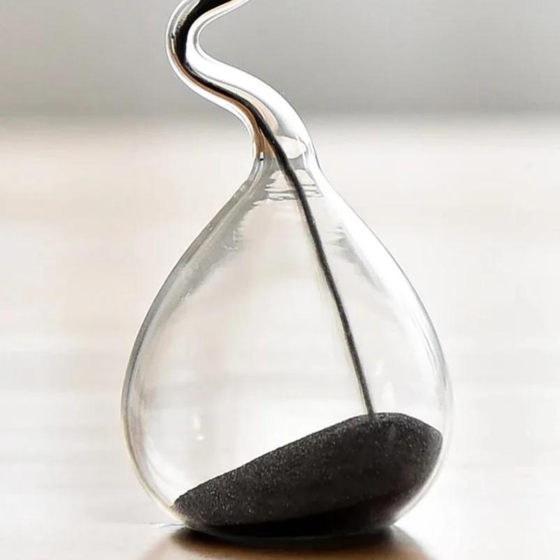 Curve Design Schwarze Sanduhr Moderner Stil Wohndekor Accessoires Glashandwerk Einfaches Interieur Tischornament Ästhetische Sanduhr
