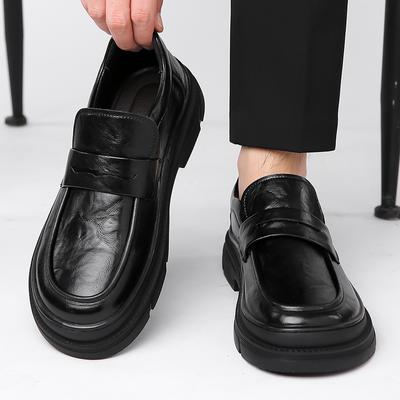 Fashion Genuine Leather Gentleman Quality Business Formal Men's Shoes British Trend Heightening Men's Casual Thick Soled Outdoor