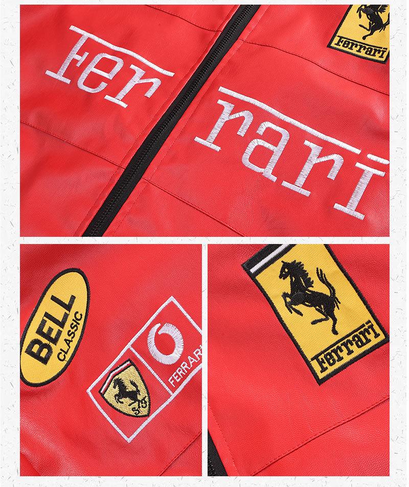 F1 Rennanzug im amerikanischen Stil: Bestickte PPU-Leder-Motorradjacke für den Winter - Unisex