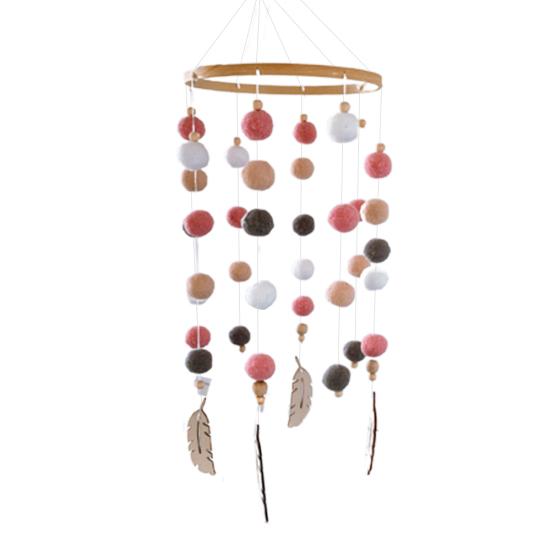 Carillon flou coloré nordique, boules de chambre, feuilles en bois, ornement suspendu pour berceau