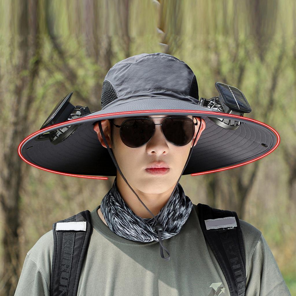 USB Rechargeable Fan Hat for Women Men Waterproof Solar Powered Fan Cap Sun Protective Hat Adult Cooling Fan Visor Hat