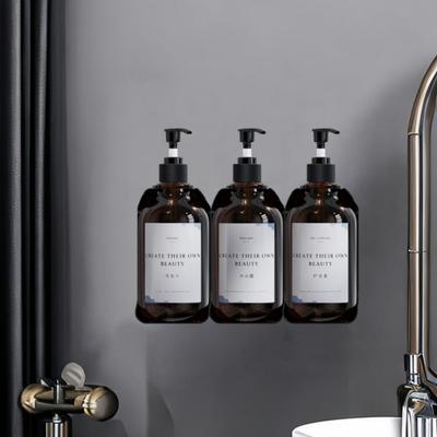 Hand Press Wall Mounted Soap Dispenser Clear/Brown Reusable Bath Lotion Container Large Capacity Lock Refillable Bottle Holder
