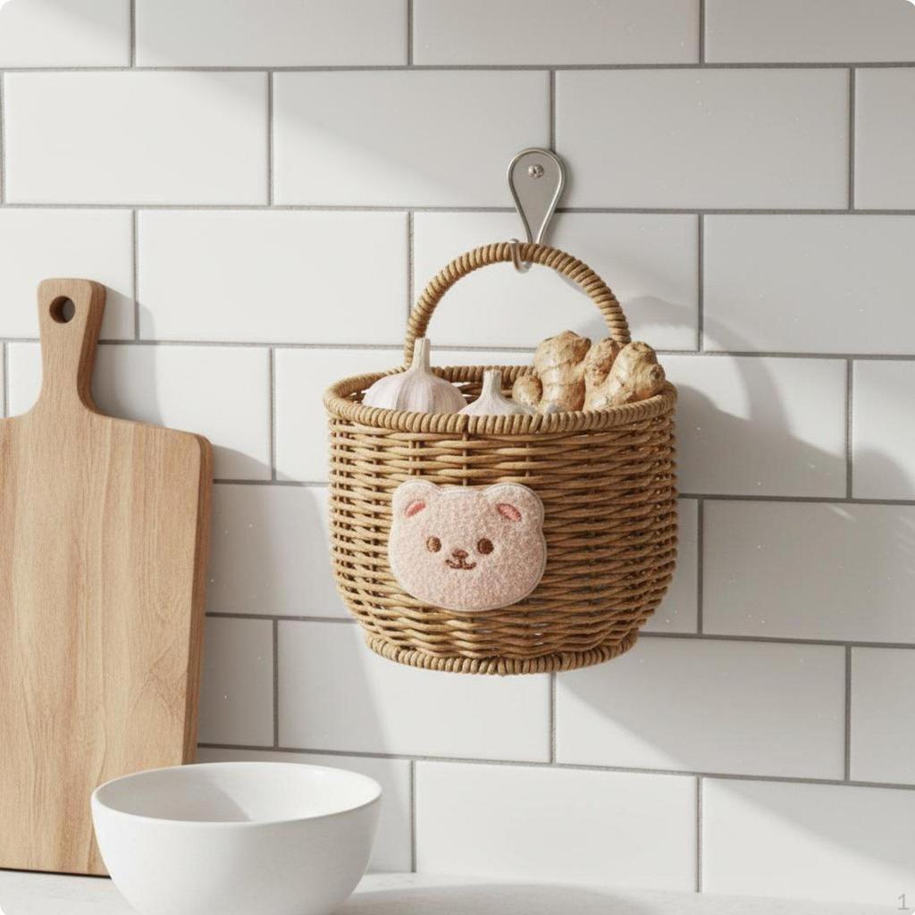 Gingers Garlic Storage Basket Easy To Hang Wall WallMounted Versatile Small Woven