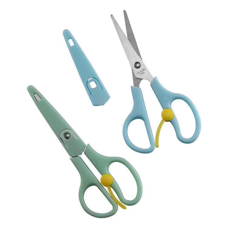 Children's Stainless Steel Scissors with Sleeve – Student and Baby Food Safe, Small Stationery Scissors