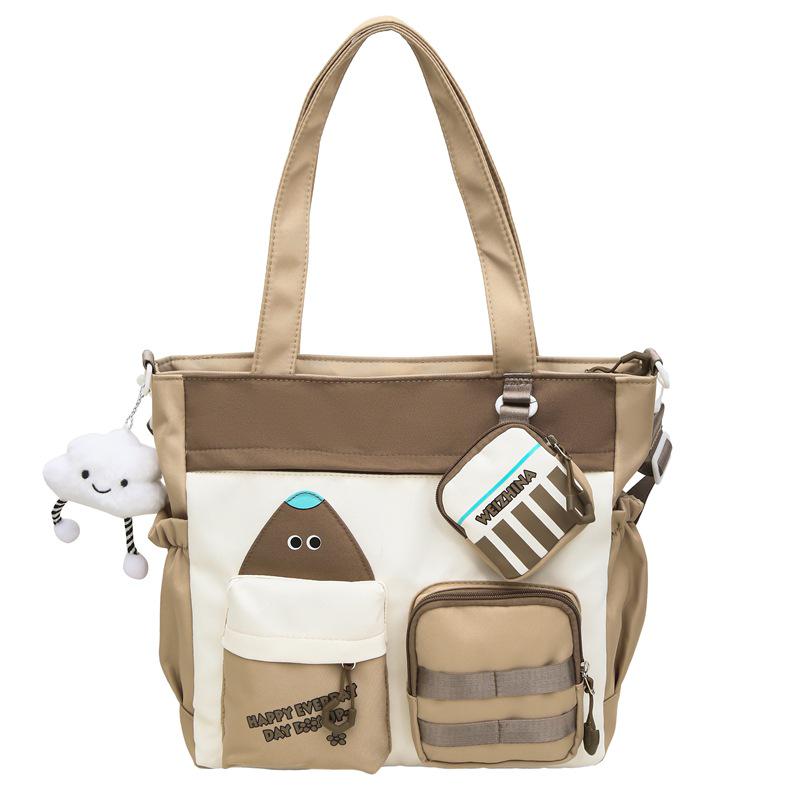 Color-Block Korean Style Large Capacity Crossbody Tote Bag for Students