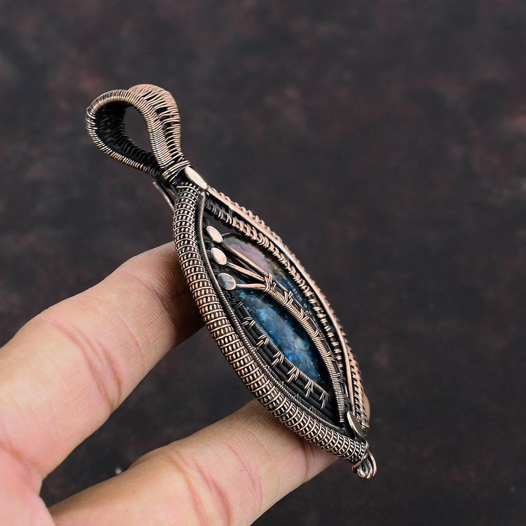 Watermelon Tourmaline Pendant Copper Wire Wrapped Pendant Antique Jewelry Handmade Natural Gemstone Pendant Copper Wire Jewelry Gift For Her