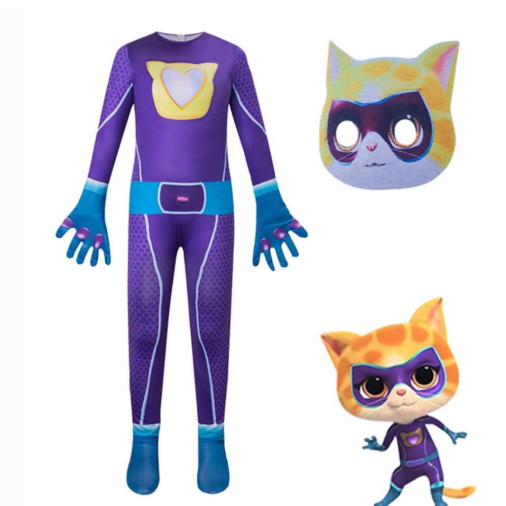 SuperKitties 5-Piece Halloween Jumpsuit Costume for Stage Performance