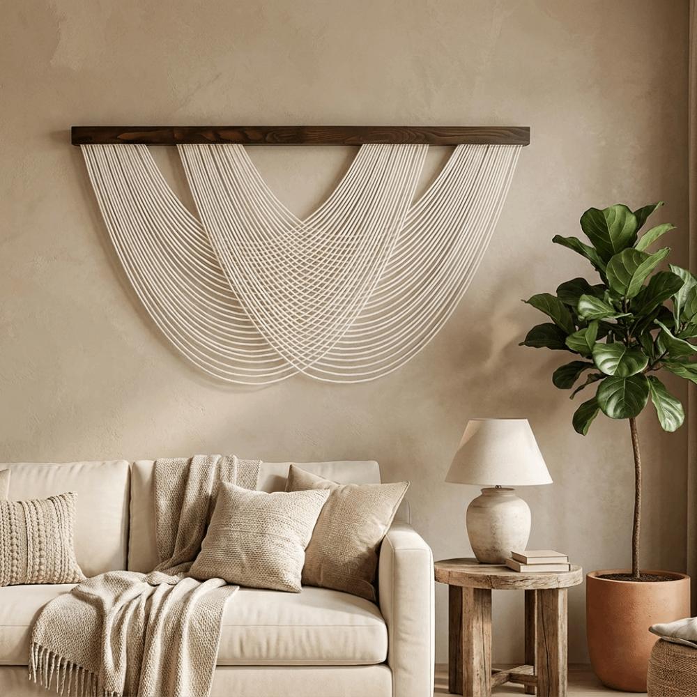 Arazzo da Parete Intrecciato a Mano di Grandi Dimensioni Arte da Parete Arazzo Boemo Stile Nordico Macramè da Appendere alla Parete Decorazione per Soggiorno