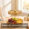 Double Layer Fruit Tray Colored 2 Tier Decorative Leaf Pattern Dessert Stand for