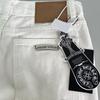 7704 CHROME HEARTS Pánské a dámské trendy džíny v americkém stylu s látkovými nášivkami, ležérní a módní high street kalhoty